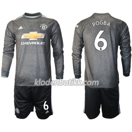 Manchester United Paul Pogba 6 Barn Bortedraktsett 2020-2021 Langermet (+ Korte bukser)